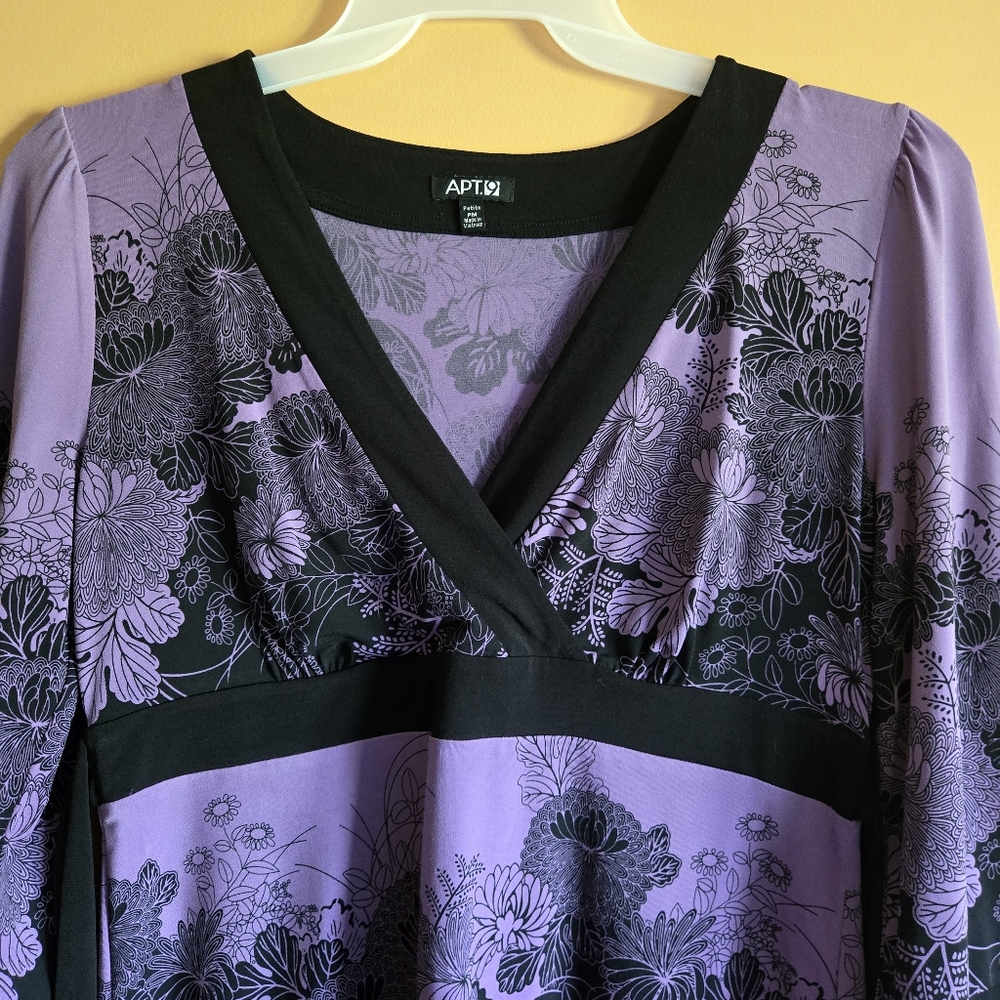Apt. 9 Eye Catching Floral Tie Blouse, PM (PTP=18") - Picture 2 of 5